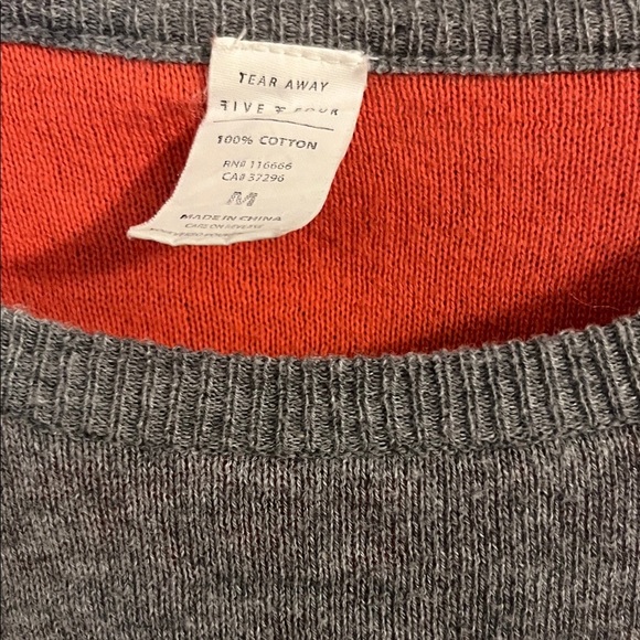 FIVE FOUR Mens Gray Crew Neck Long Sleeve Cotton Pullover Sweatshirt M - Picture 3 of 6